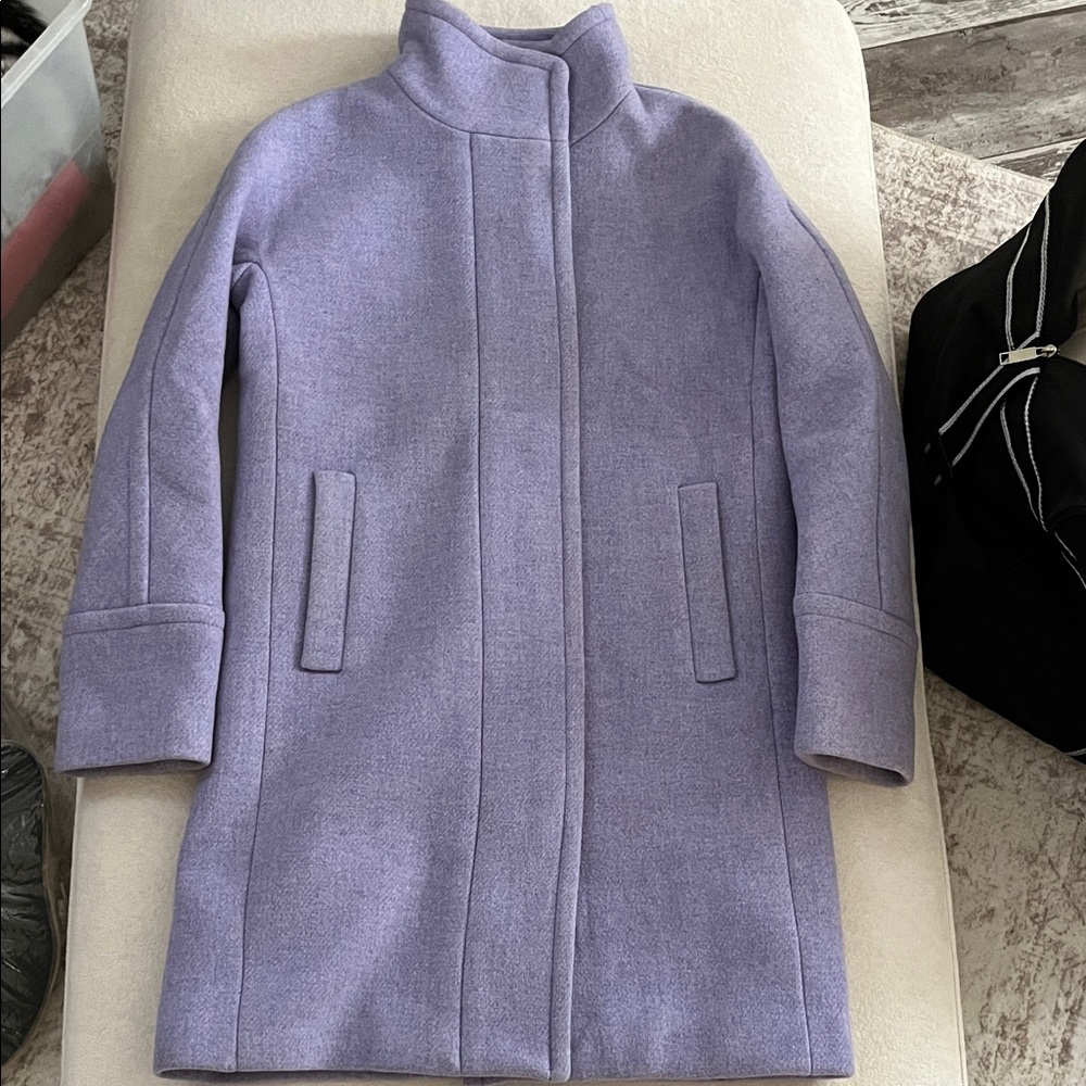 J. Crew Lavender Stand-Collar Wool-Blend Coat